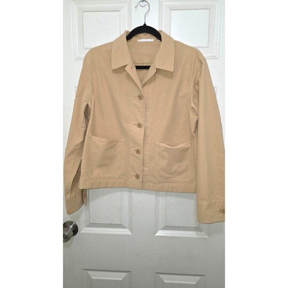 Uniqlo Women's Tan Button-Up Cotton Jacket Front Pockets Size S - Picture 2 of 8